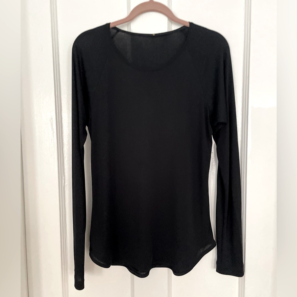Peter Cohen Semi-Sheer Designer Black Long Sleeve Casual/Dressy Top Large
